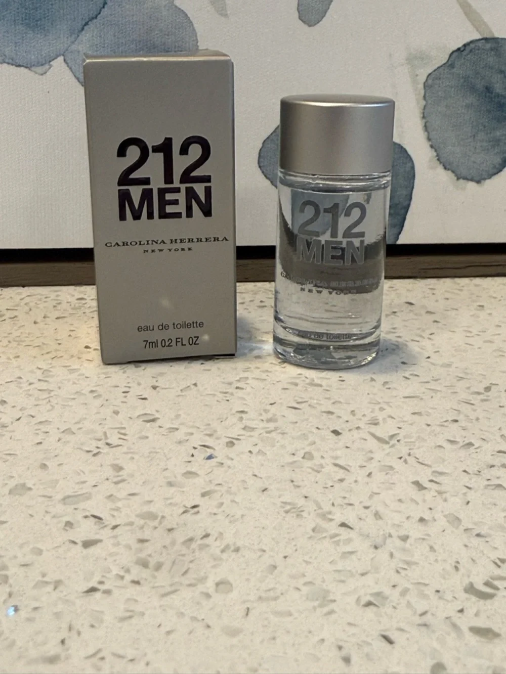 NEW 7ml Carolina Herrera 212 Men Travel Spray - Silver Bottle & Box